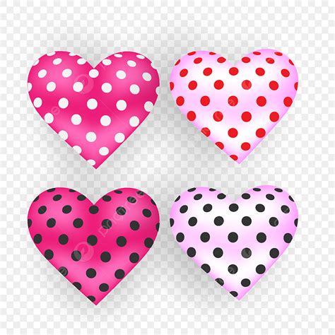 Conjunto De Corazón Realista Amor Icono Lunares Estilo Png Vector