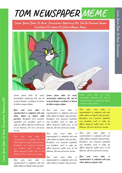 Tom Newspaper Meme Template | Compatible With Google Docs