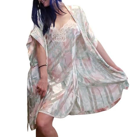 Lucie Ann Intimates Sleepwear Vintage Lucie Ann Ii Lingerie Slip Dress And Robe Poshmark