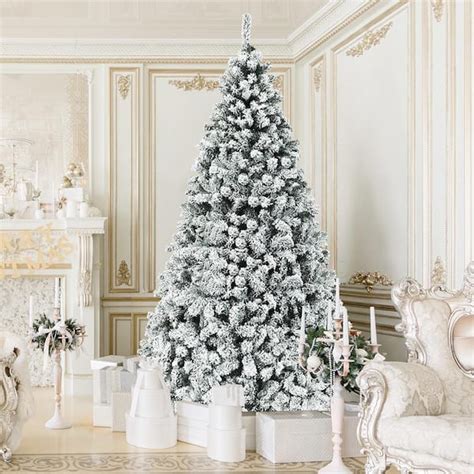 Glitzhome Pre Lit Snow Flocked Artificial Spruce Christmas 53 OFF