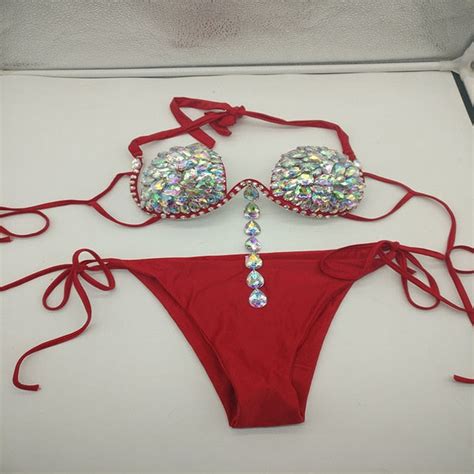 2023 Rhinestone Bikini Set Bling Stones Swimwear Diamond Women Sexy