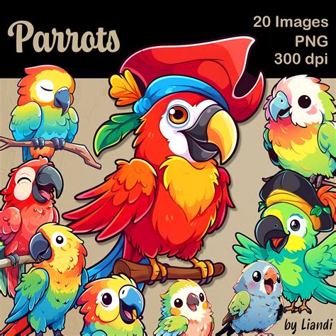 Kawaii Parrots Clipart 20 Cute And Colorful Parrot Bird Graphics For