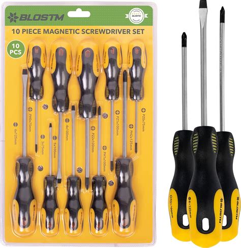 BLOSTM 10 Pezzi Set Cacciaviti Professionali Magnetici Acciaio Al Cromo