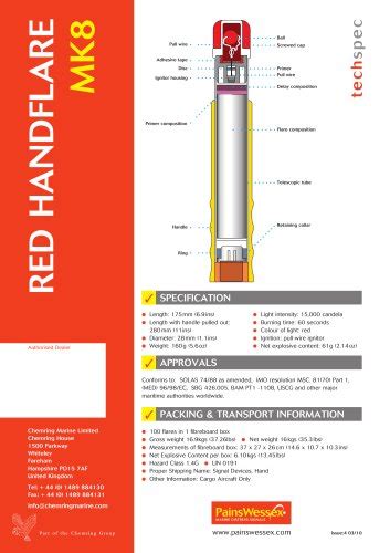 Facho Manual Handflare Vermelho Mk8 9529000 Wescompwss Sabre Offshore