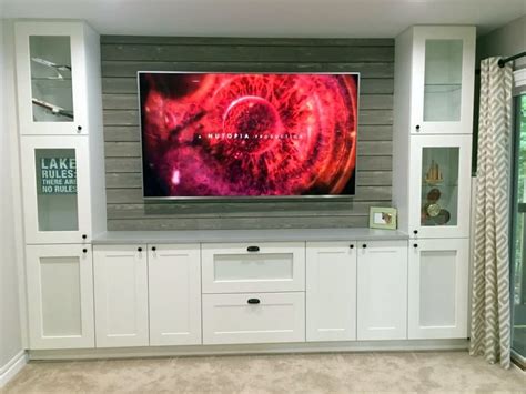 Shiplap Entertainment Center From IKEA Kitchen Cabinets IKEA Hackers