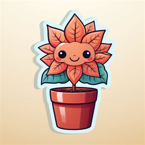 A Cartoon Potted Plant With A Happy Face Stock Illustration