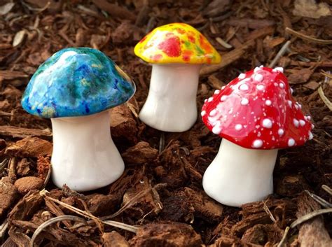 Fairy Mushrooms Mini Fabulous Fungi Three Hand Crafted Ceramic Etsy