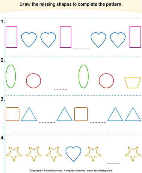 Fill In The Missing Shapes To Complete The Pattern Turtle Diary Worksheet