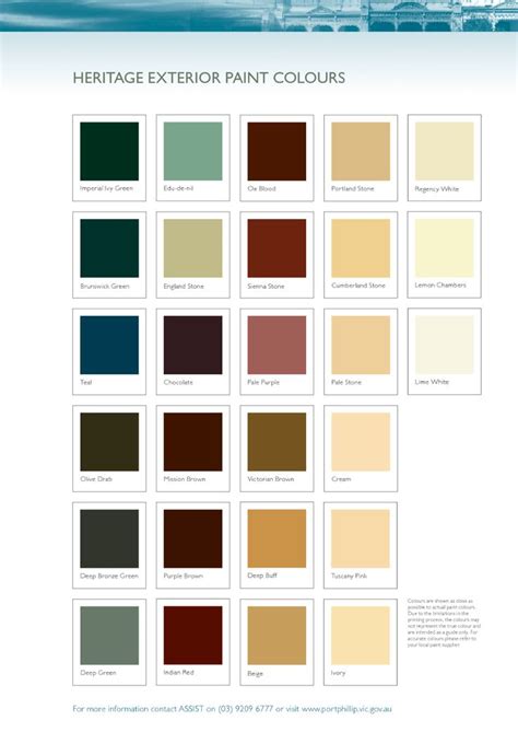 The Color Chart For Heritage Exterior Paint Colours