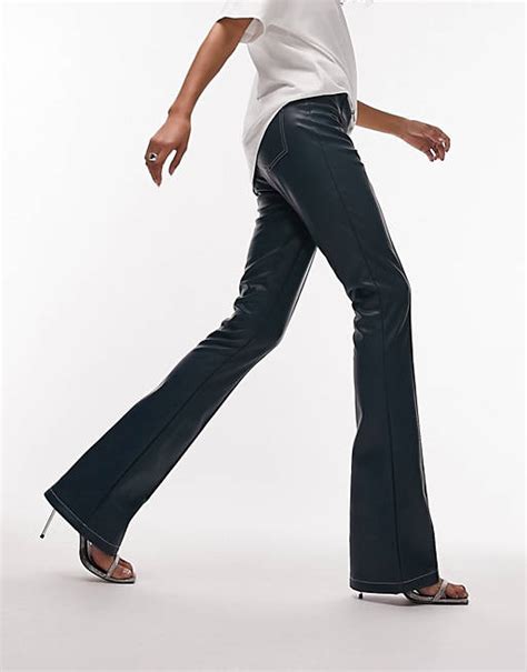 Topshop Pantalon évasé Skinny En Imitation Cuir Avec Fermeture éclair