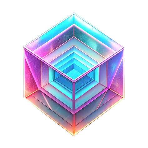 Premium Photo | Cube or rectangular cuboid prism in neon holographic colors showing light