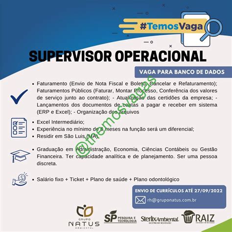 Supervisor Operacional São Luís Ma 01 Vagas Themos Vagas