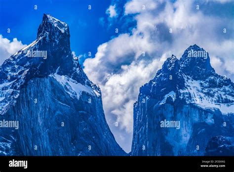 Paine Horns Three Granite Peaks Torres del Paine National Park Patagonia Chile Stock Photo - Alamy