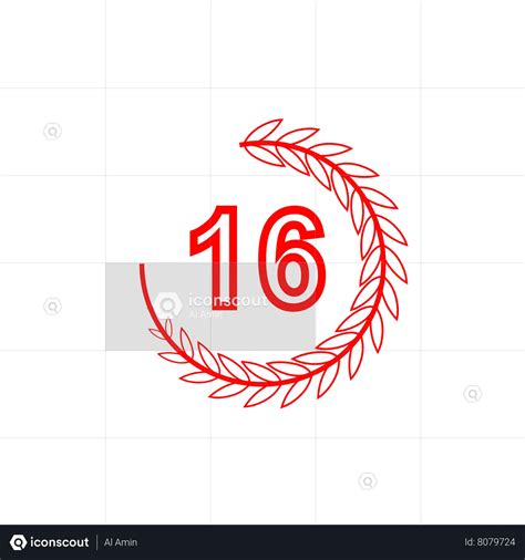 Number 16 Animated Icon download in JSON, LOTTIE or MP4 format