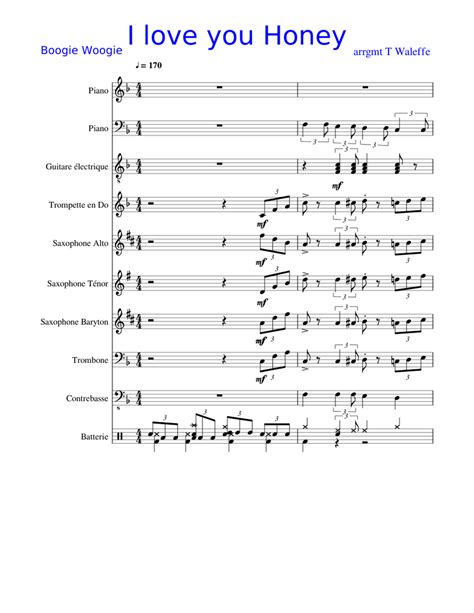 I Love You Honey Sheet Music For Piano Guitar Trumpet Alto Saxophone