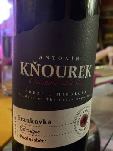 Antonín Kňourek Frankovka Barrique Pozdní Sběr Vivino US