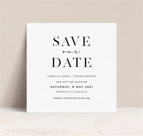 Printed Save The Date Black And White Minimal Save The Dates Etsy