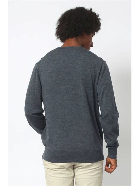 Merino Wool Crew Neck Sweater - Charcoal