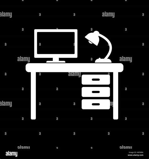 The Table Icon Workplace And Job Office Working Symbol Flat Vector