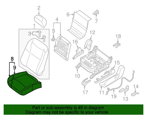 2013 2018 Nissan Altima Seat Cushion Pad 87361 3TA0A My Nissan Part