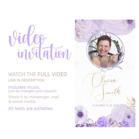 Templates Lila Celebration Of Life Invitation Lavender Electronic Funeral Invite Funeral