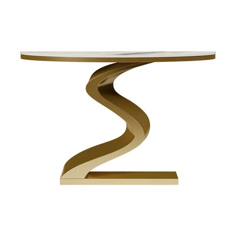 Modern 39 4 White Gold Curved Console Table With Sintered Stone Top