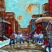 Winter Lane Hockey Art Paintings For Sale Canadian Winter Scene