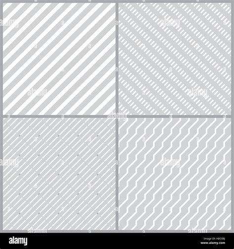 Set Of Simple Geometric Seamless Patterns With Diagonal Lines Curved