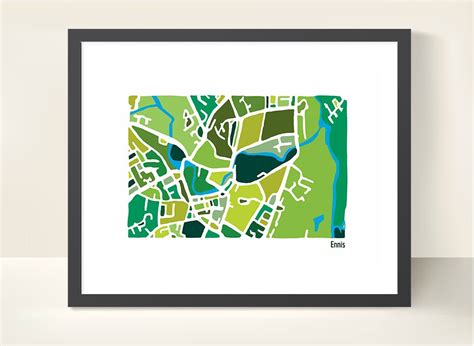 Ennis Ireland City Map Original Illustration Print - Etsy