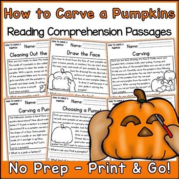 How To Carve A Pumpkin Reading Comprehension Passages And Questions