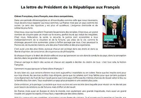 T L Charger La Lettre Du Pr Sident De La R Publique Aux Fran Ais Pour