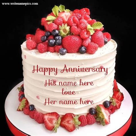 Happy anniversary love cake with couple name