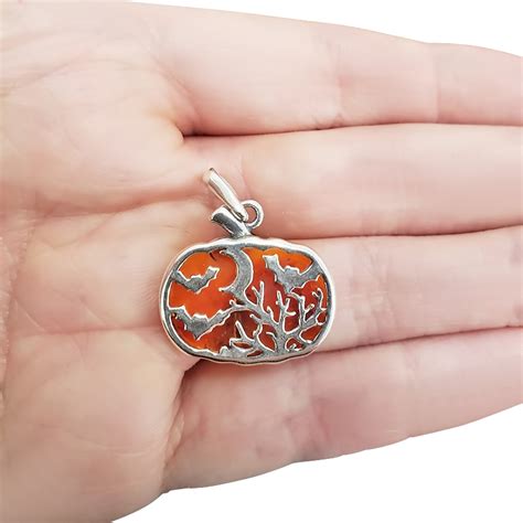 Tree And Bat Cognac Amber Sterling Silver Pendant Amberman