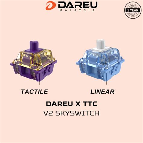 DAREU V2 Linear Blue Sky Switch For Customize Hotswap Hot Swappable Keyboard PRE LUBED Linear