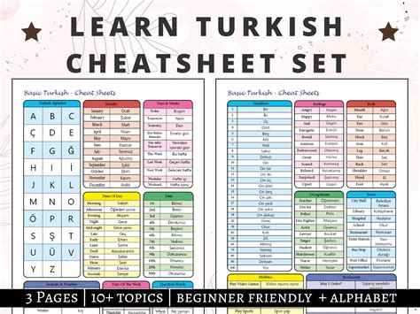 turkish cheat sheets turkish language learning turkish alphabet