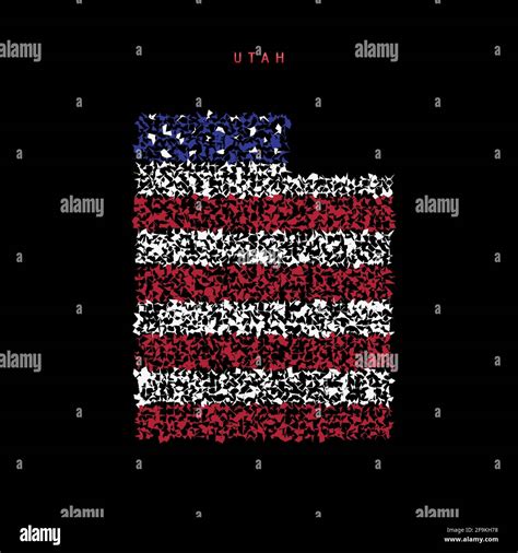 Utah US State Flag Map Chaotic Particles Pattern In The Colors Of The