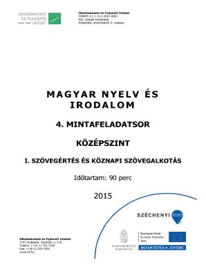 Fillable Online Ofi Magyar Nyelv S Irodalom Mintafeladatsor K Z