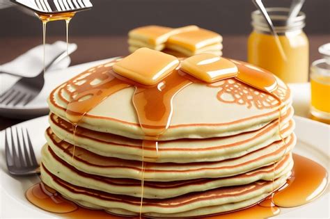 Premium AI Image Photo Pancakes With Butter And Honey