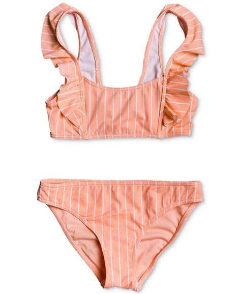 Roxy Big Girls 2 Pc Ruffle Trim Bikini Macys