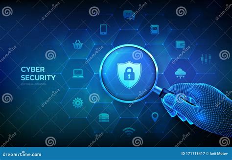 Cyber Security Information Or Network Security Concept With Magnifier