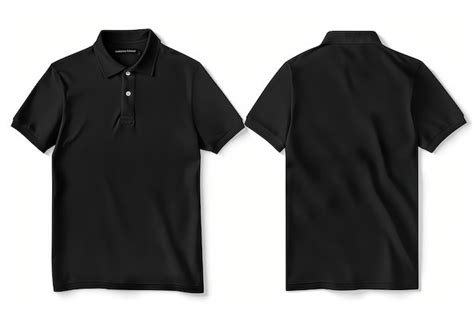 Shirt neck mockup template front and back view isolated black Polo ...