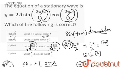 The Equation Of A Stationary Wave Is Y 2a Sin 2pict Lambda Cos 2pix Lambda Which Of The F