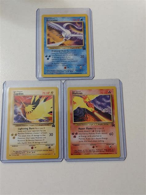 Moltres Zapdos Articuno Nm Pokemon Black Star Legendary Birds Vintage