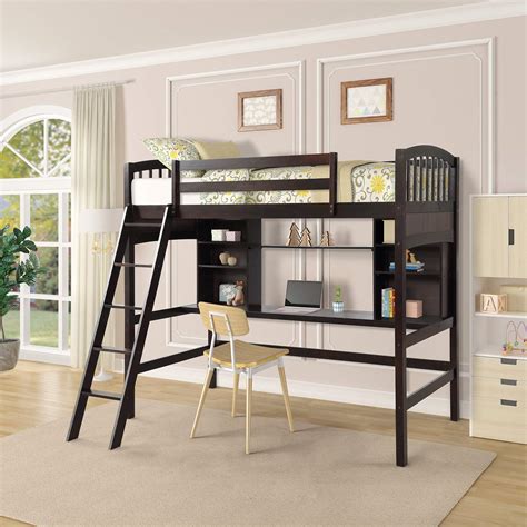 Buy Merax Loft Bed Twin Size Twin Loft Bed With Desk Solid Wood Twin