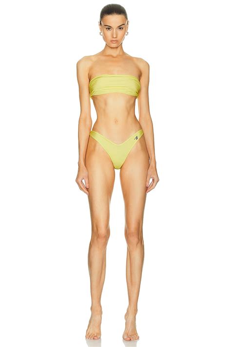 The Attico Strapless Bikini Set In Light Yellow Fwrd