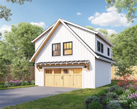 Detached 24'x24' Two Car ADU Garage Loft Architectural Plans