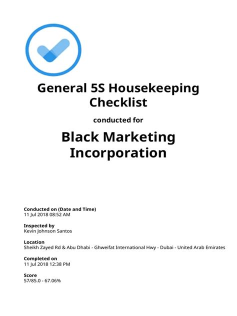 General 5s Housekeeping Checklist Report | PDF | Business