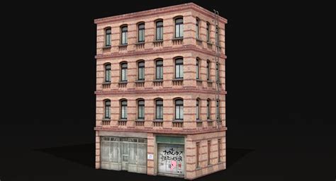 Edificio De Apartamentos 14 Low Poly Modelo 3D 9 3ds C4d Dae Dxf