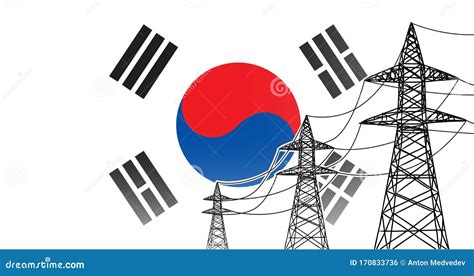 Republic Of Korea South Korea Power Supply Lines Concept Stock