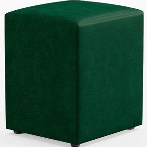 Puff Quadrado Decorativo L02 Sala De Estar Linho Verde Lyam Decor